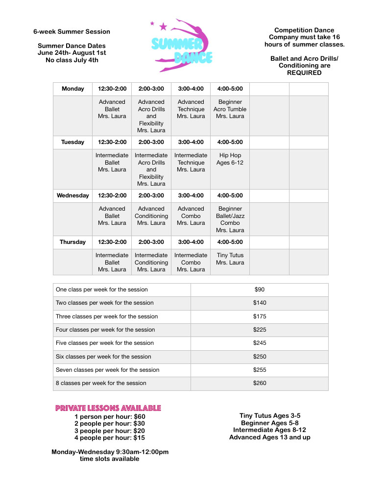 Ultimate Dance Legacy Monday Schedule